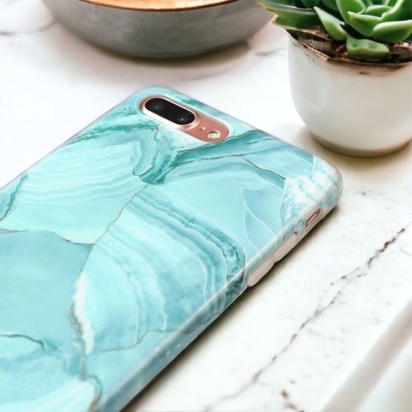 NEW iPhone 7+/8+ Green Marble Stone IMD Soft Case - Picture 2 of 4